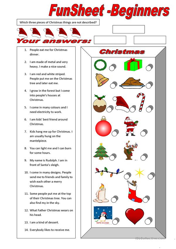 funsheet for beginners christmas